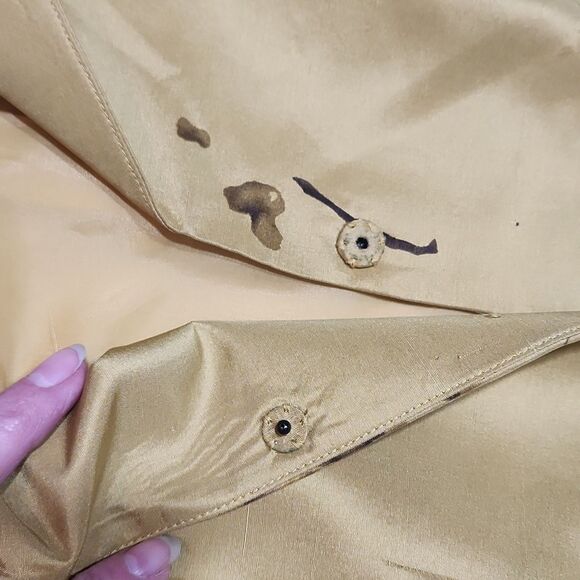 Anne Klein Mustard Gold w/Plum Abstract Design Silk Dress Jacket - Picture 7 of 9